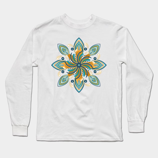Surfers mandala - orange and teal palette Long Sleeve T-Shirt by Home Cyn Home 